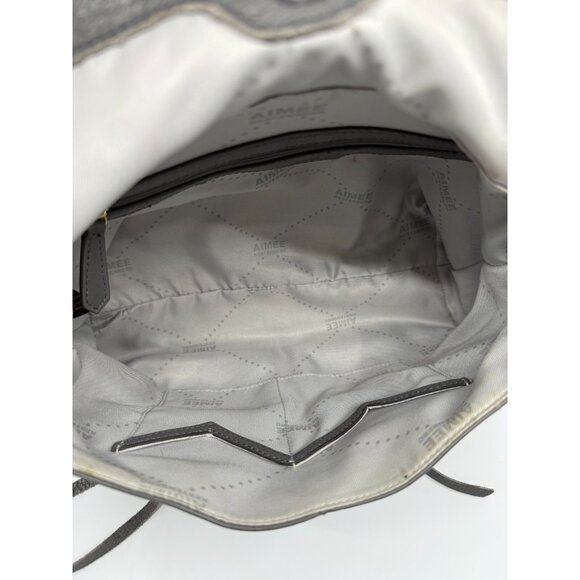 Aimee Kestenberg Womens‎ Gray Pebbled Leather Fold Over Medium Tote Bag Travel - Picture 7 of 16